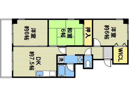 バグースビル(3DK/3階)の間取り写真