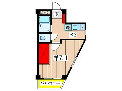 ラ・グロリアス(1K/3階)の間取り写真