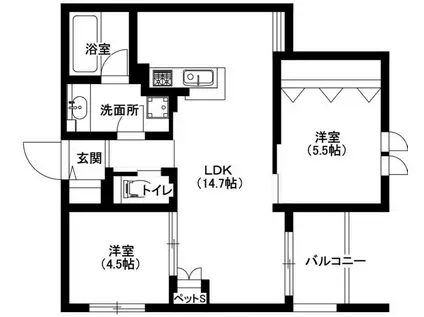 WIND VALLEY-ウィンドバリー-(2LDK/2階)の間取り写真