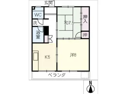 グリーンビル(2K/2階)の間取り写真