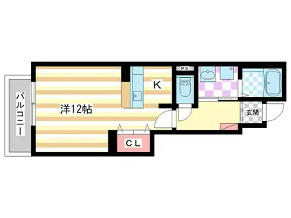 ベル・ソレイユ(ワンルーム/1階)の間取り写真