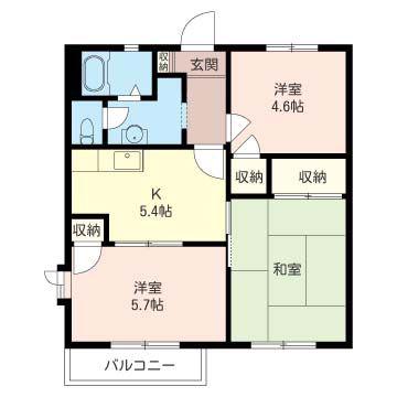コ―ポKAZU(2LDK/2階)の間取り写真