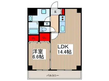アクシーズタワー浦和岸町II(1LDK/10階)の間取り写真