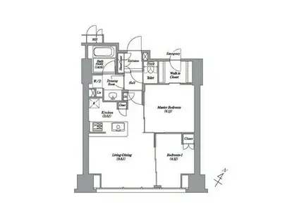 レキシントンスクエア白金高輪(2LDK/14階)の間取り写真