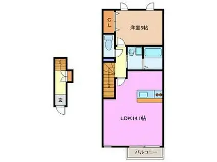 グリーンタウン五番館(1LDK/2階)の間取り写真