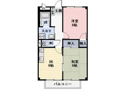 SURPLUSII プラウダ(2DK/2階)の間取り写真