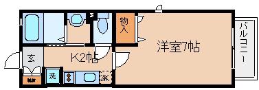 オーピェースB棟(1K/1階)の間取り写真