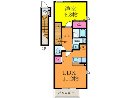 大阪モノレール本線 南摂津駅 徒歩18分 2階建 築14年(1LDK/2階)の間取り写真