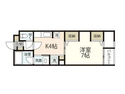 スカイコート II(1K/4階)の間取り写真