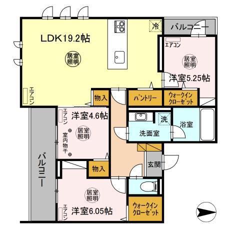 アピシウス(3LDK/3階)の間取り写真