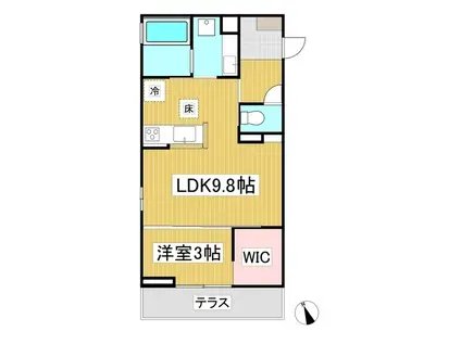 トリシア横町サウス(1LDK/1階)の間取り写真