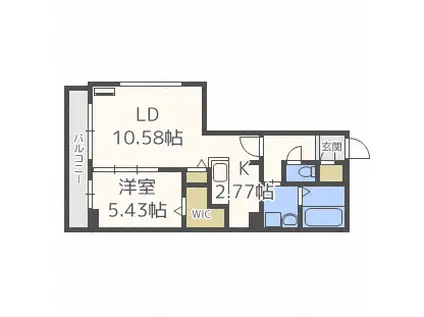 コローレサウスエイト(1LDK/3階)の間取り写真