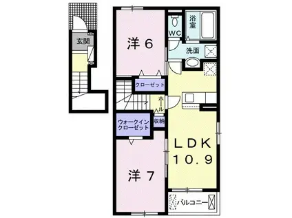 ピオニール紀の川II(2LDK/2階)の間取り写真