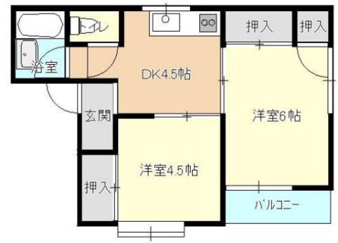 大島ハイツ(2DK/1階)の間取り写真