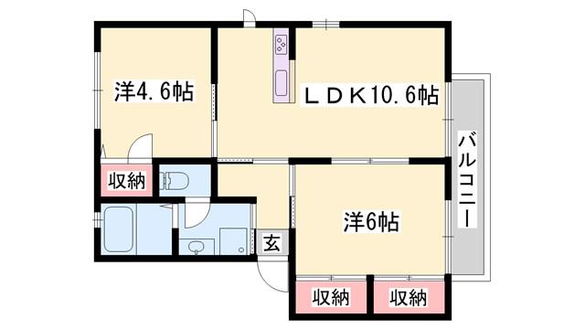 シャーメゾン堂本(2LDK/2階)の間取り写真