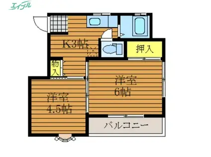 メゾンAKI(2K/3階)の間取り写真