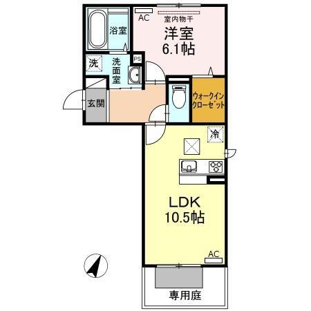 ガーデン五反田(1LDK/1階)の間取り写真