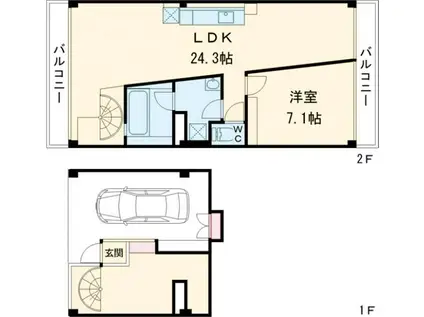 F COURT(1LDK/1階)の間取り写真