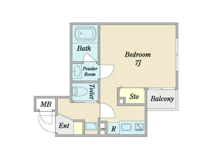 高瀬川ストゥーディオ(1K/3階)の間取り写真