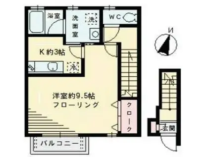 コート大町(1K/2階)の間取り写真