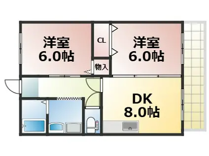 エスポアール布施(2DK/1階)の間取り写真