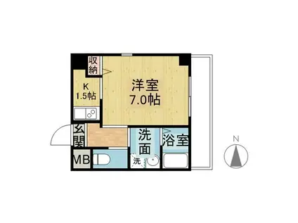 ラ・ミュー藤ヶ丘(1K/6階)の間取り写真