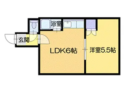 サニープレイス南郷18(1DK/4階)の間取り写真