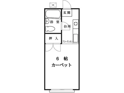 金沢アパート(ワンルーム/1階)の間取り写真