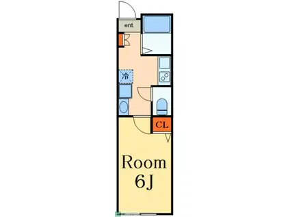 セレーノテラス(1K/2階)の間取り写真