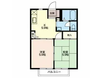 フレグランスOF鷺坂A(2K/2階)の間取り写真