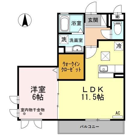 ファビュラス松下(1LDK/1階)の間取り写真