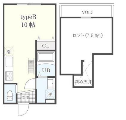 アーリーガーデン横濱山手II(ワンルーム/2階)の間取り写真