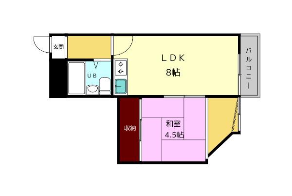 ハイツ朝日(1LDK/3階)の間取り写真