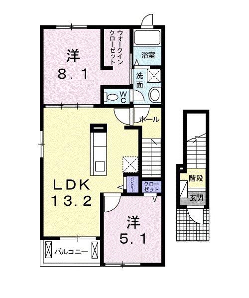 GALAXY(2LDK/2階)の間取り写真