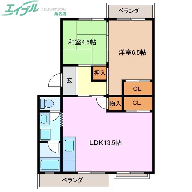 コーポ水谷(2LDK/3階)の間取り写真