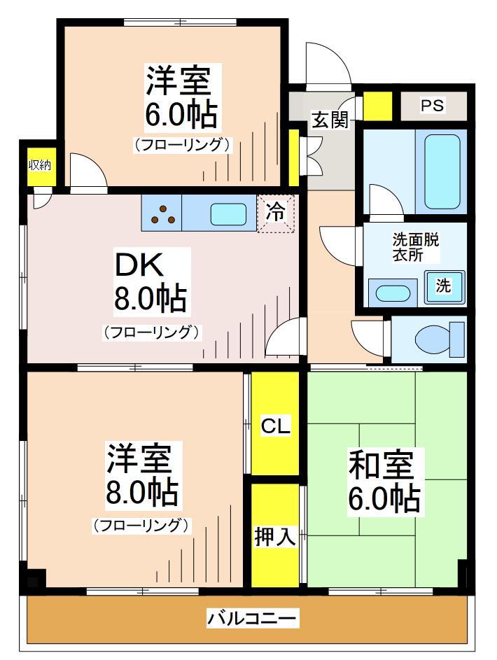 ファミールYK(3LDK/2階)の間取り写真