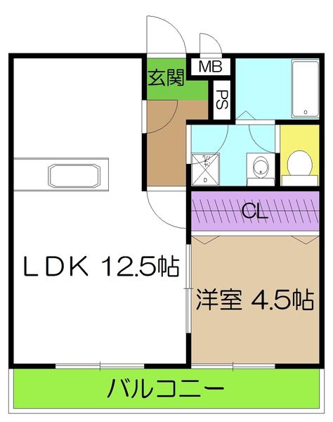 グランパレスパゴダ(1LDK/6階)の間取り写真