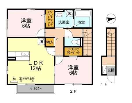 グリーンハイツ兼田(2LDK/2階)の間取り写真