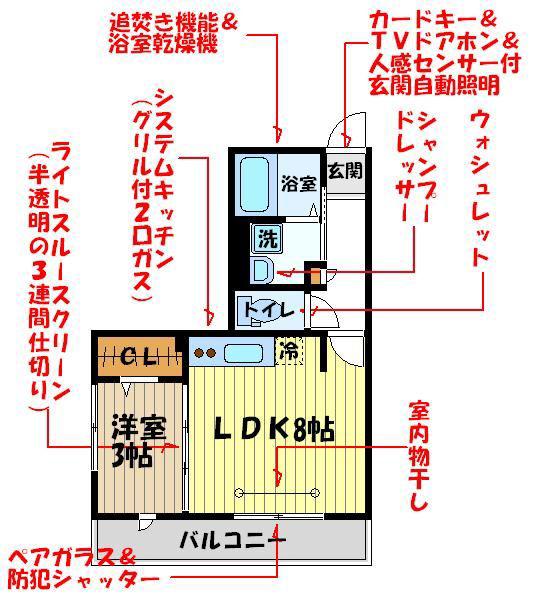 トレビナ武蔵野(1LDK/2階)の間取り写真
