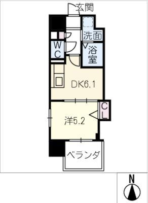 エルミナグラン(1DK/2階)の間取り写真