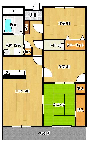 サンシャイン萩原(3LDK/3階)の間取り写真
