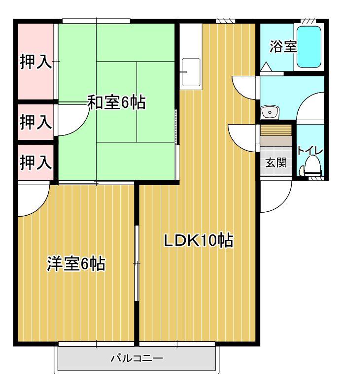 レジデンス野田A(2LDK/2階)の間取り写真