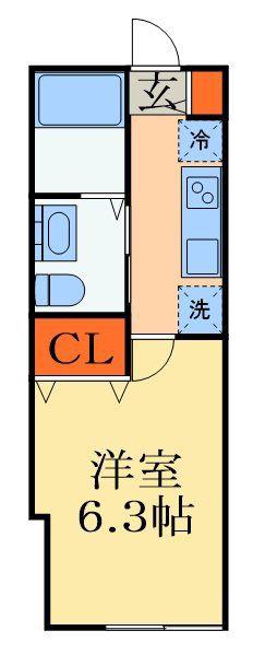 VAU HOUSE蘇我(1K/1階)の間取り写真