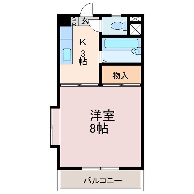 石手川ハイツ(1K/3階)の間取り写真