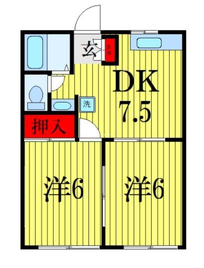 パウゼ幕張II(2DK/1階)の間取り写真