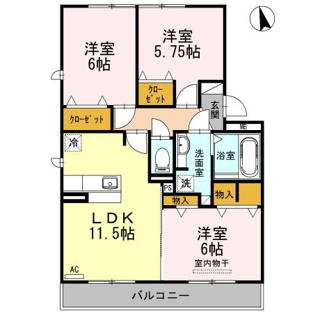 LE CONFORT(3LDK/2階)の間取り写真
