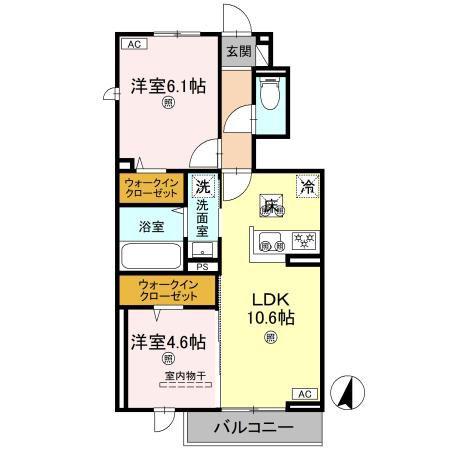 フォーゲルセレーノ A棟(2LDK/1階)の間取り写真