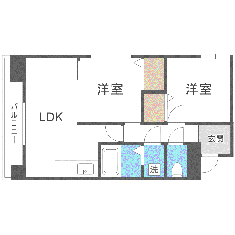 第88松井ビル(2LDK/4階)の間取り写真