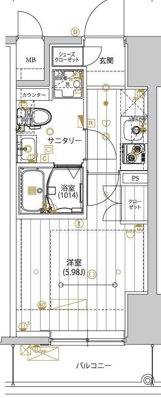 レガリス品川サウス(1K/6階)の間取り写真