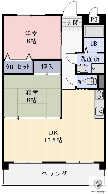 ジュエルタウン(2LDK/1階)の間取り写真